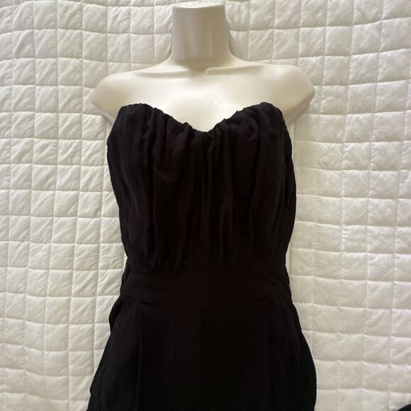 ASOS Womens Jumpsuit 6 Black Strapless Pockets Tapered Leg Preppy Minimalist - Picture 3 of 13